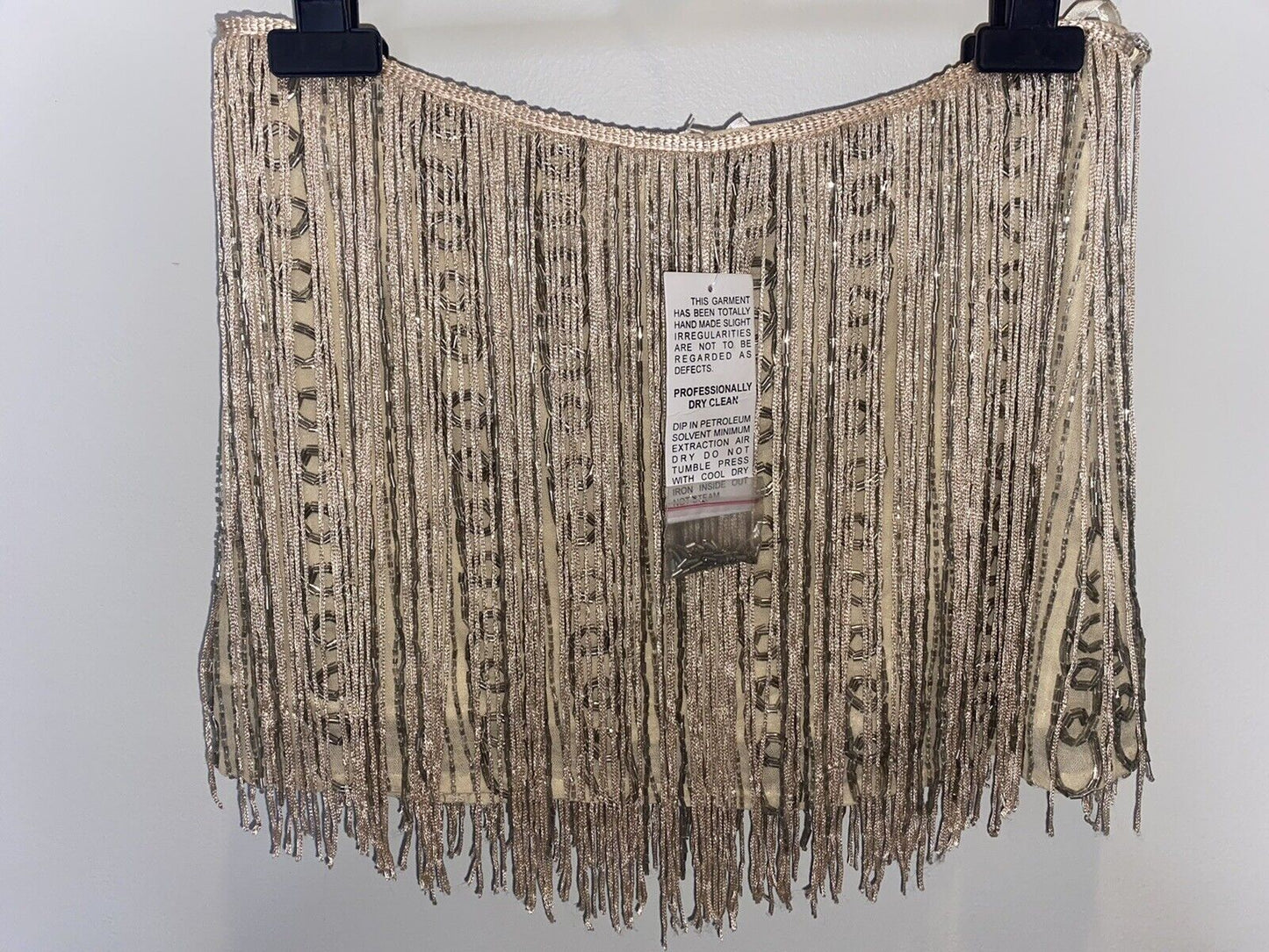 $498 NEW ! NWT PARKER Fringe Beaded Nude Beige Skirt Size XS