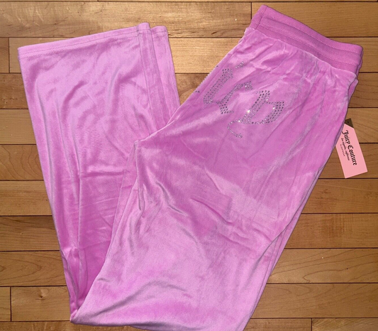 NEW ! NWT JUICY COUTURE Velour OG Big Bling Sweatpants in Stellar Pink Size S