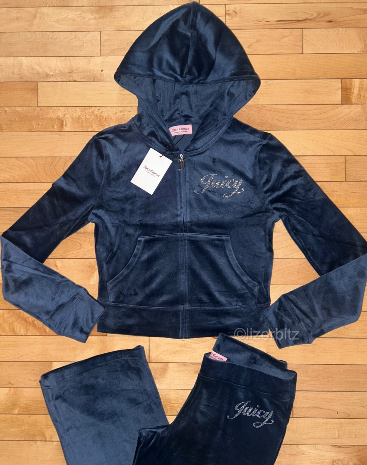 NEW! NWT JUICY COUTURE Velour OG Bling Tracksuit Set in Regal Blue Size S