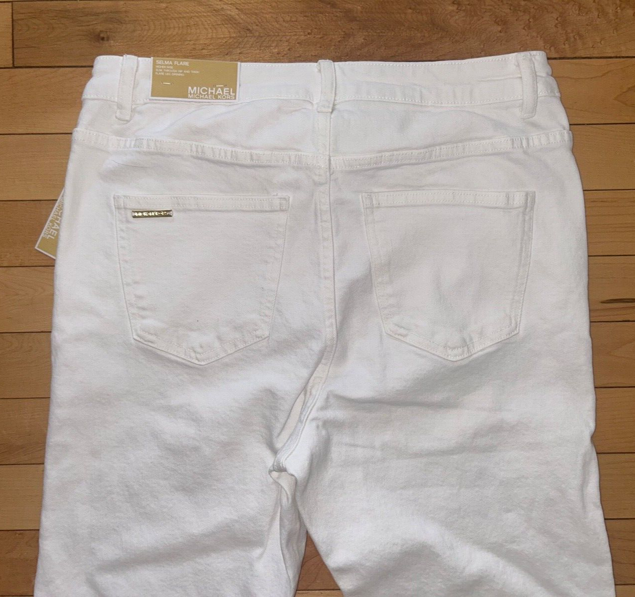 $110 NEW ! NWT MICHAEL KORS Selma High Rise Flare Jeans White Size 12