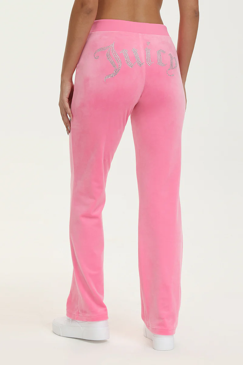 NEW ! NWT JUICY COUTURE Velour OG Big Bling Sweatpants in Pink Status Size M