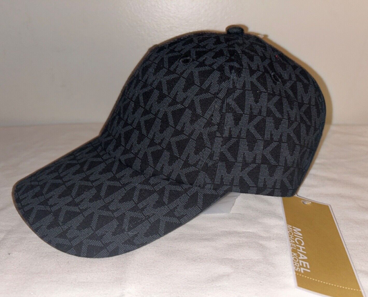 $68 NEW ! NWT MICHAEL KORS MK Logo Cotton Baseball Hat in Black