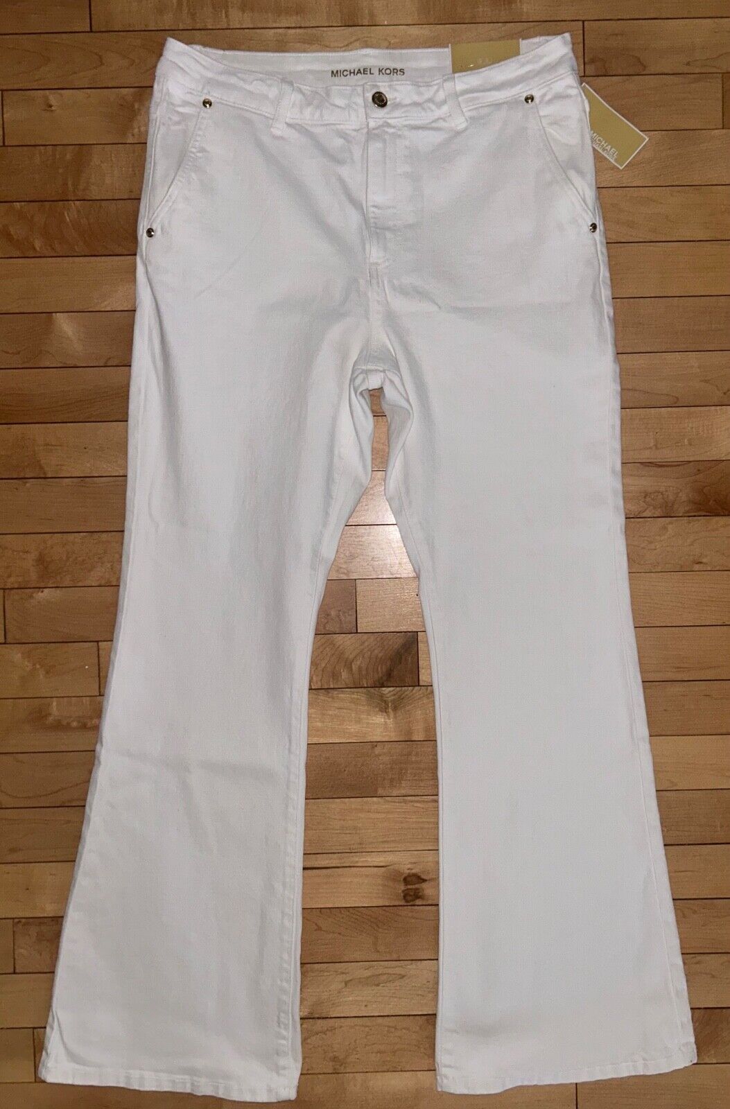 $110 NEW ! NWT MICHAEL KORS Selma High Rise Flare Jeans White Size 8