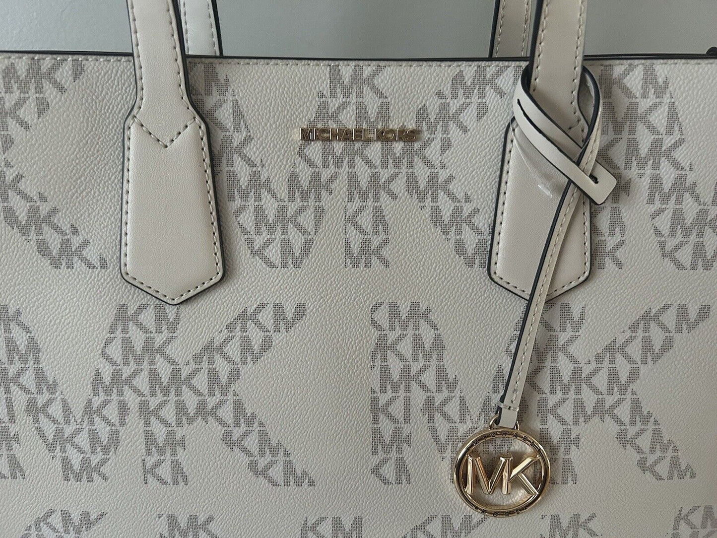 $398 NEW! NWT MICHAEL KORS Maple Large NS Logo Tote Vanilla/Cream