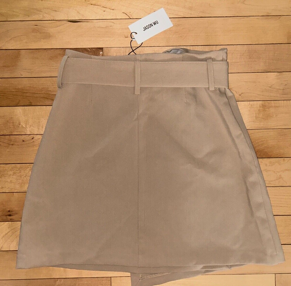 NEW ! NWT JASON WU Wrapover Belted A-Line Skirt Beige Size XS