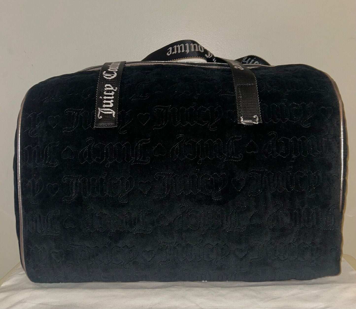 NEW! NWT JUICY COUTURE Vintage Dreams Velour Weekender Bag Black Liquorice