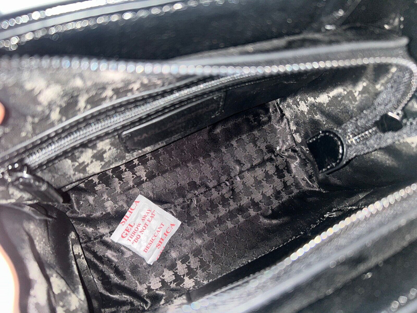 NEW! NWT KARL LAGERFELD Paris Maybelle Crystal Satchel Bag Black Metallic