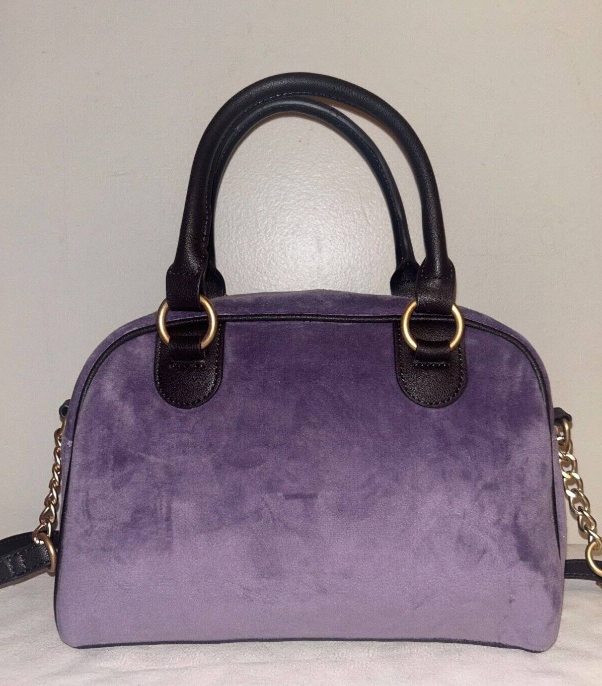 NEW! NWT JUICY COUTURE Urban Heritage Bowler Velour Crossbody Bag Dusty Violet