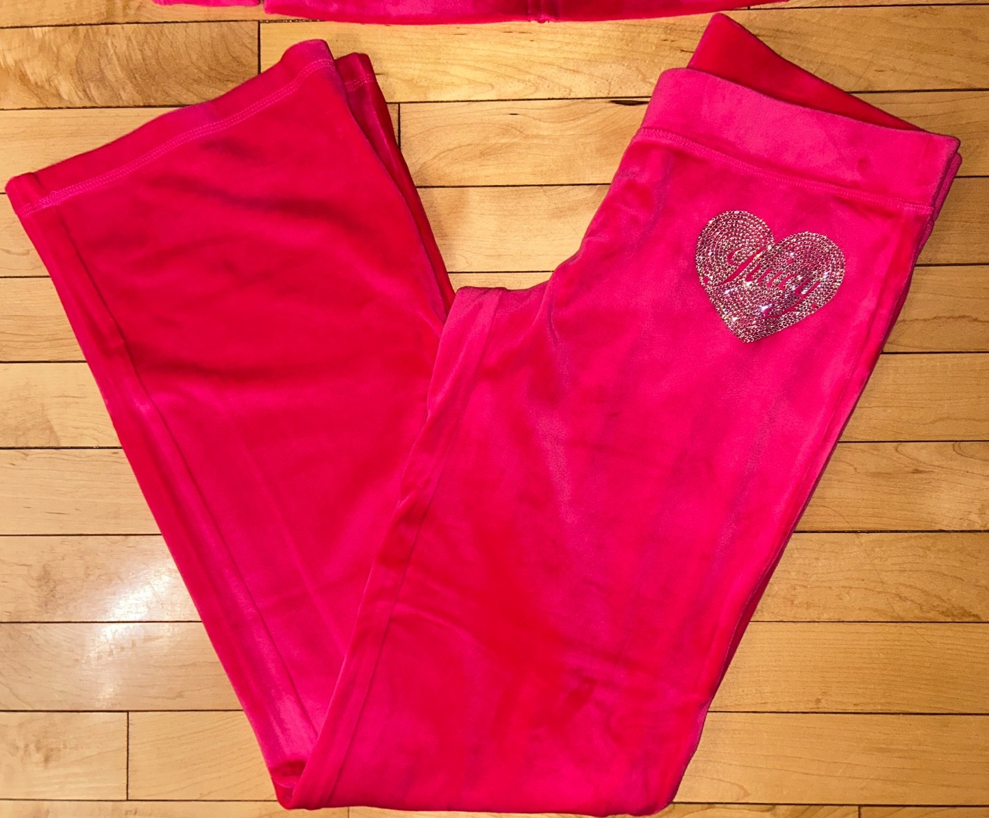 NEW! NWT JUICY COUTURE Velour Bling Heart Logo Tracksuit Set Vixen Pink Size S