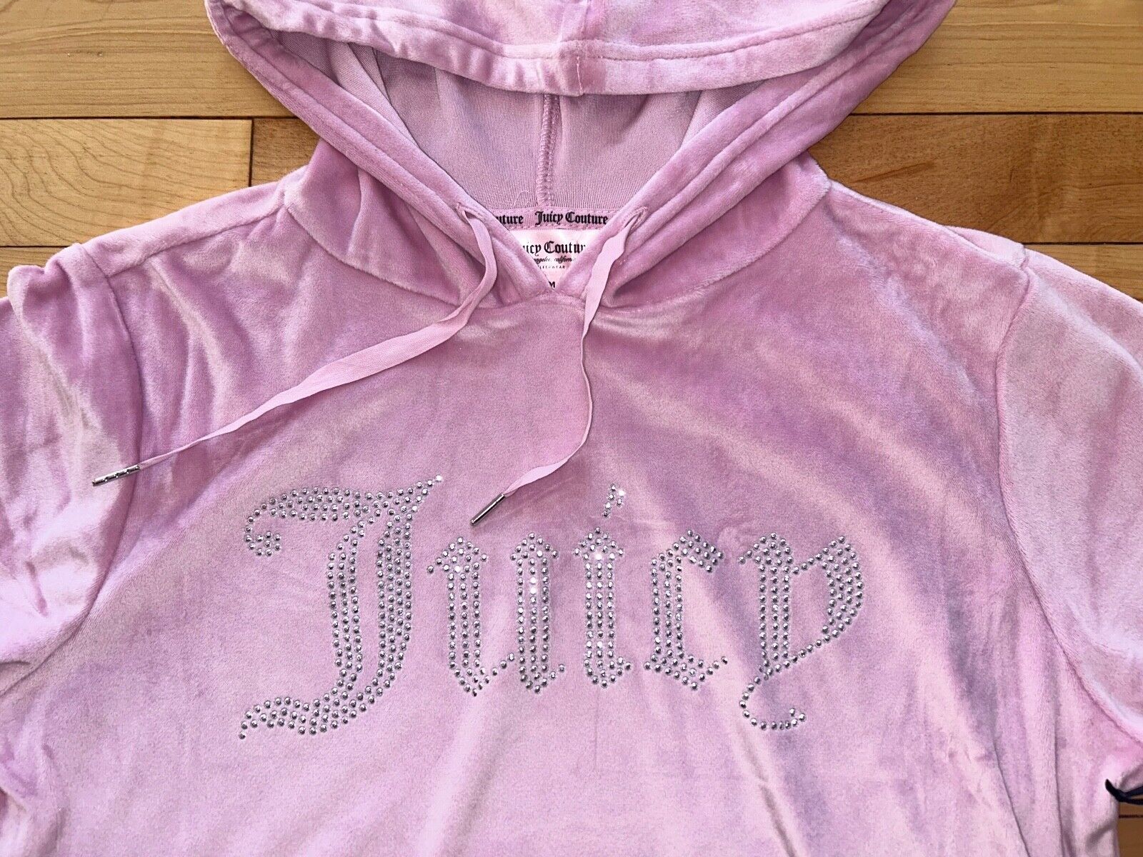 NEW! NWT JUICY COUTURE Velour OG Big Bling Hoodie & Pant Set Mauve Muse Size L