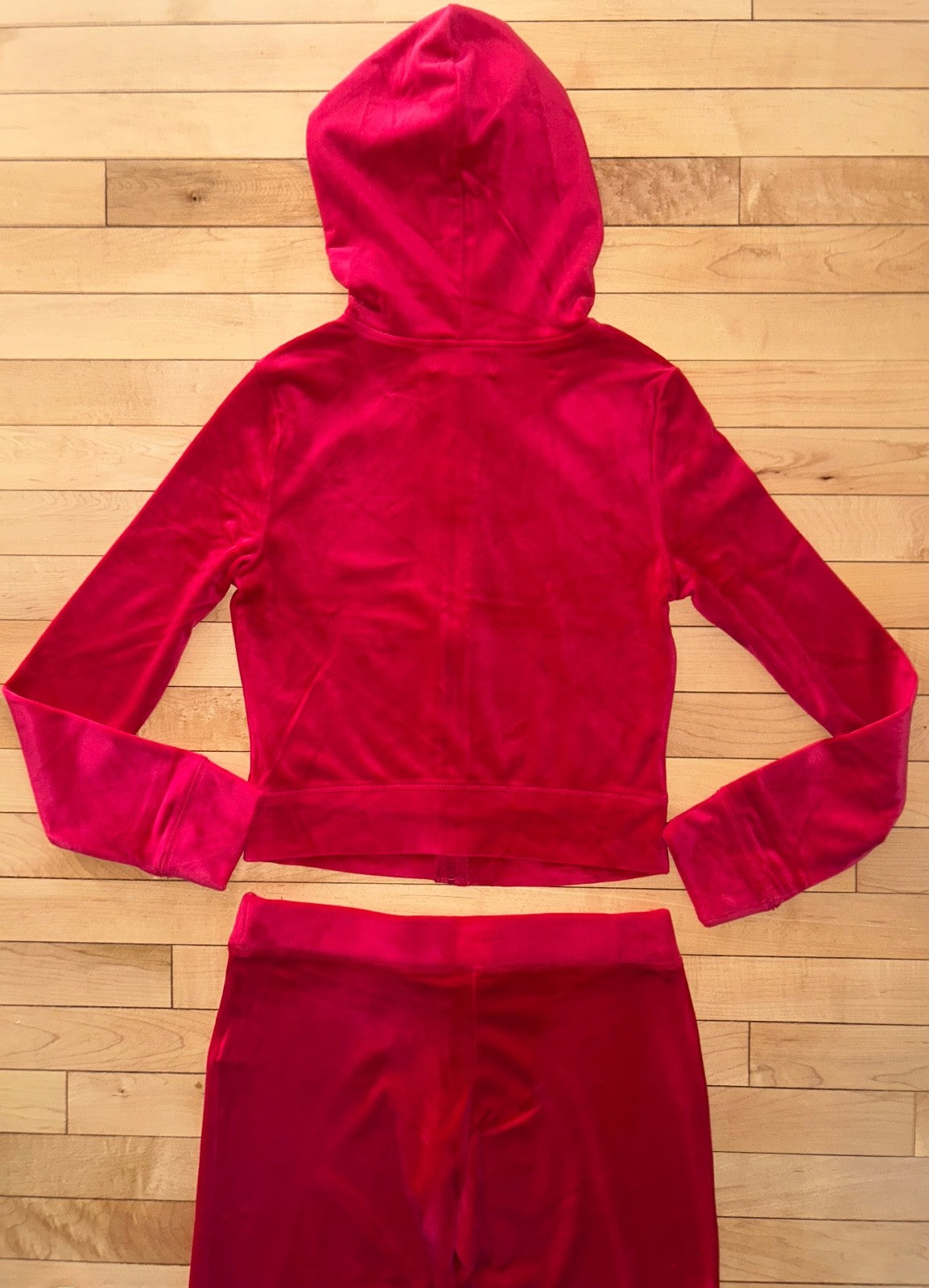 NEW! NWT JUICY COUTURE Velour Bling Heart Logo Tracksuit Set in Flash Red Size S