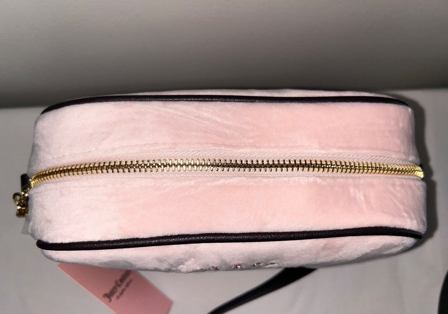 NEW! NWT JUICY COUTURE Heritage Velour Crossbody Bag Powder Blush Pink