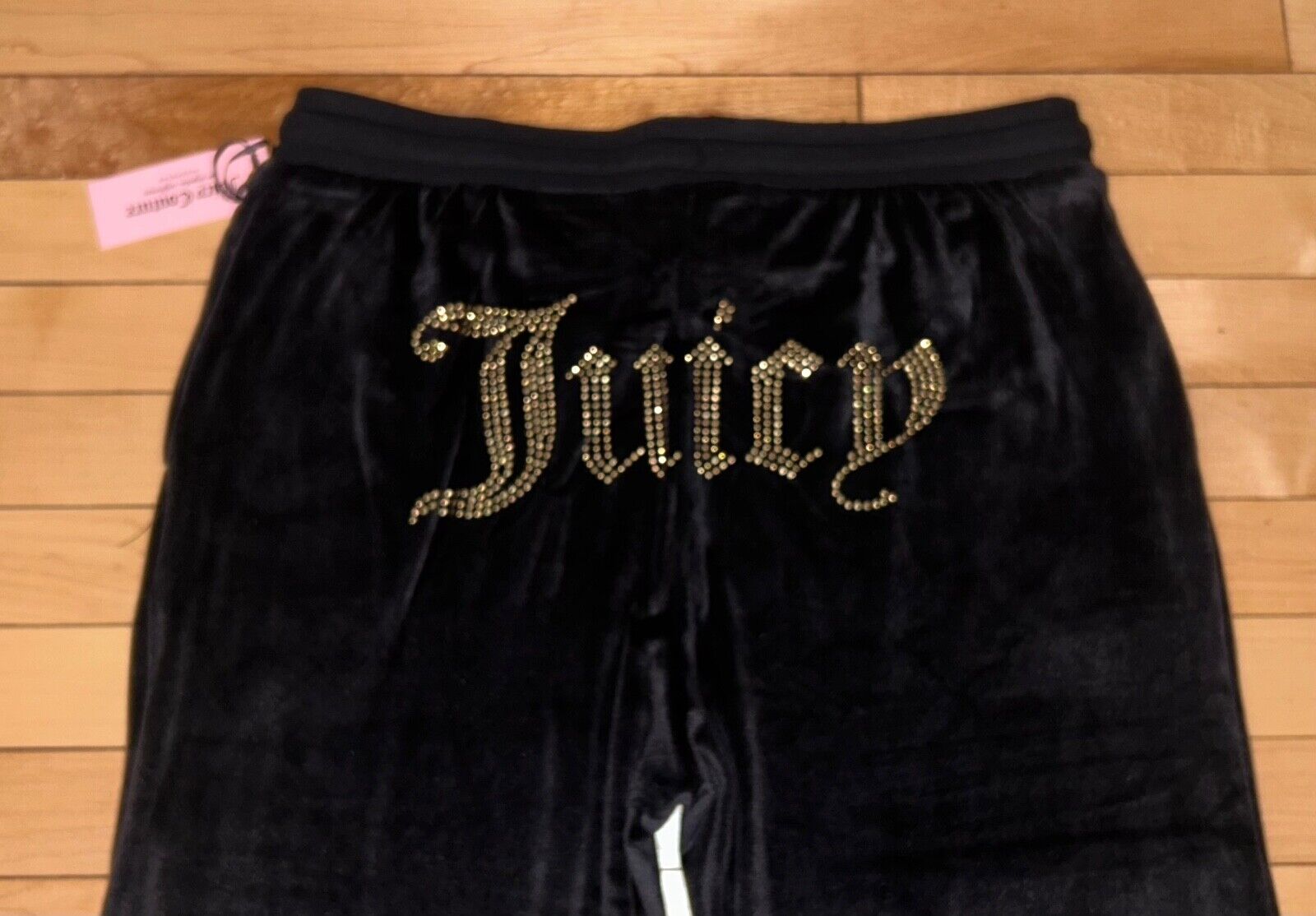 NEW ! NWT JUICY COUTURE Velour OG Big Bling Sweatpants Black Size L