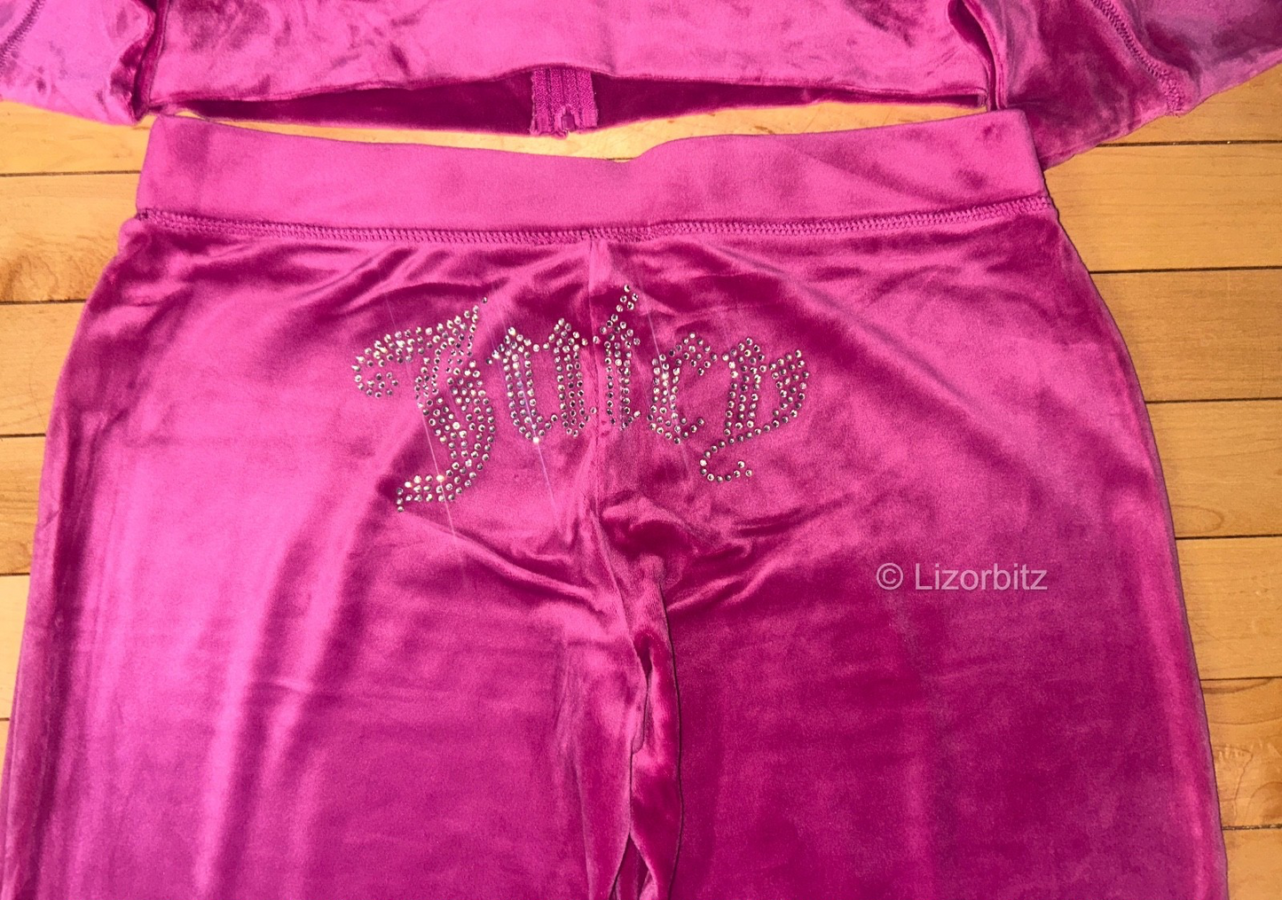 NEW! NWT JUICY COUTURE Velour OG Bling Tracksuit Set in Fuchsia Pink Size M