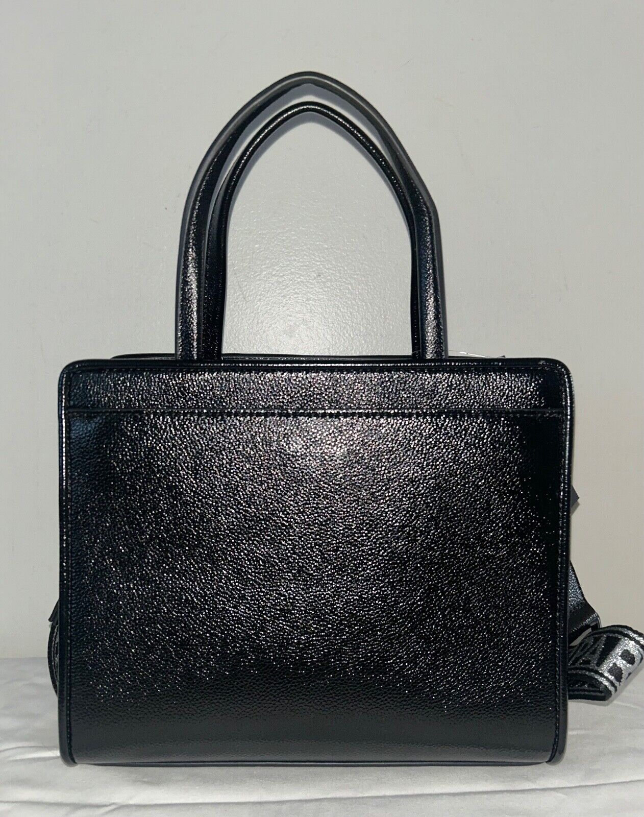 NEW! NWT KARL LAGERFELD Paris Maybelle Crystal Satchel Bag Black Metallic