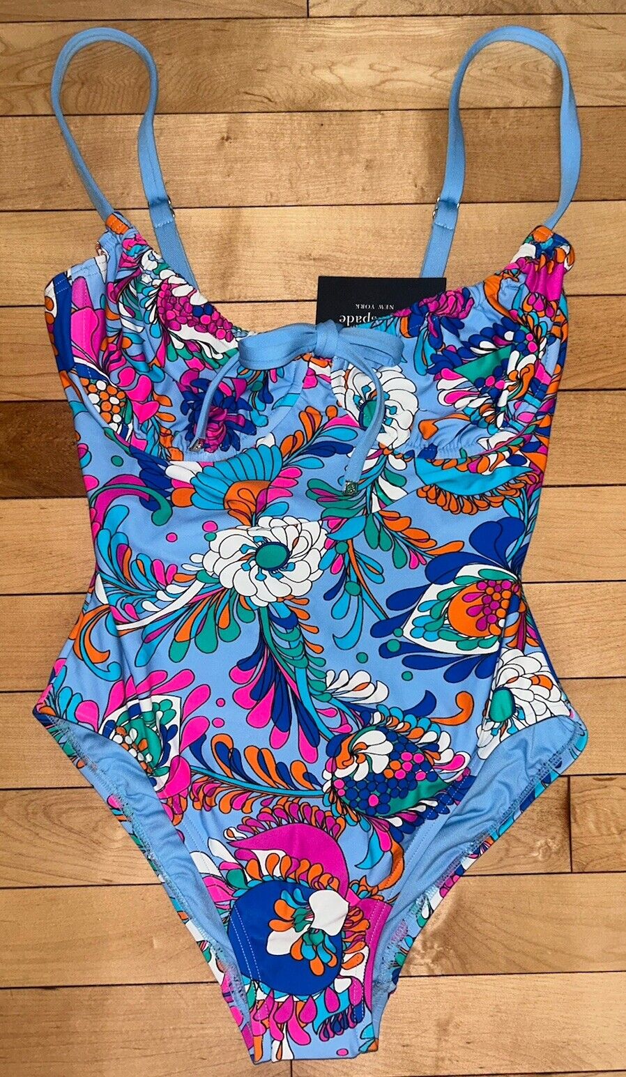 NEW ! NWT KATE SPADE One Piece Swimsuit Sea Garden Spring Water Size S