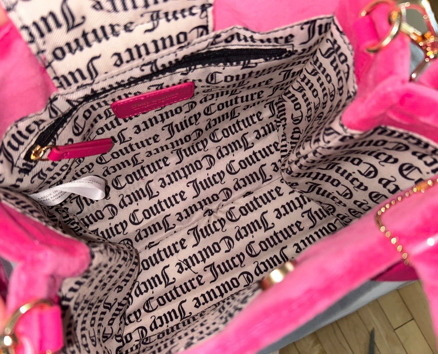 NEW! NWT JUICY COUTURE Velour Big Spender Mini Tote Bag in Hot Pink