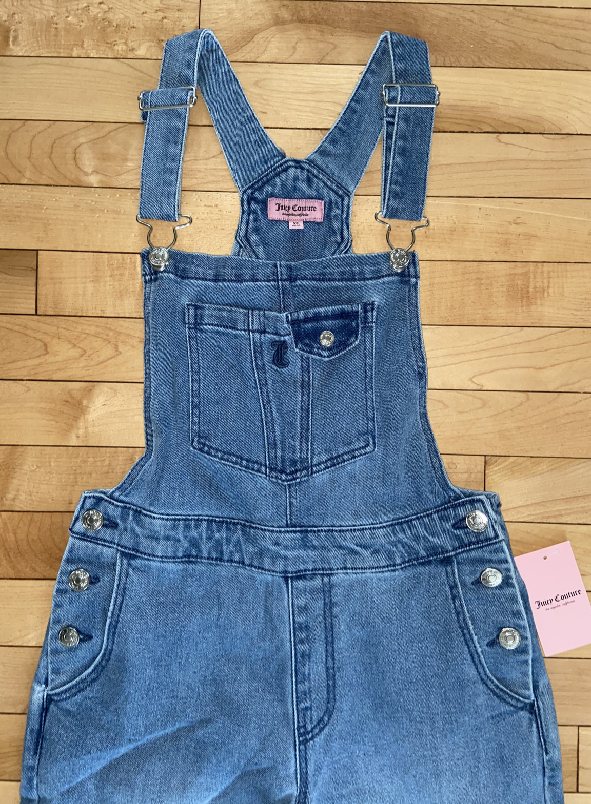 NEW! NWT JUICY COUTURE Overall with Release Hem Medium Wash Size XS