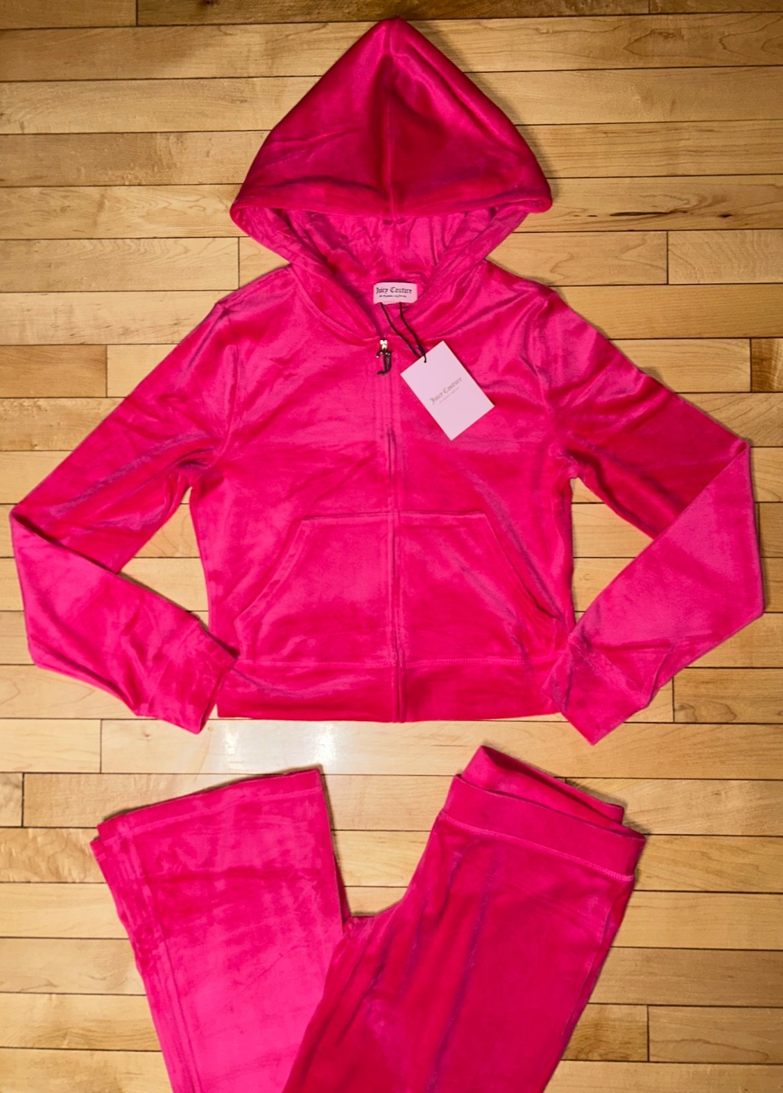 $199 NEW! NWT JUICY COUTURE Velour OG Bling Tracksuit Set in Vixen Pink Size S