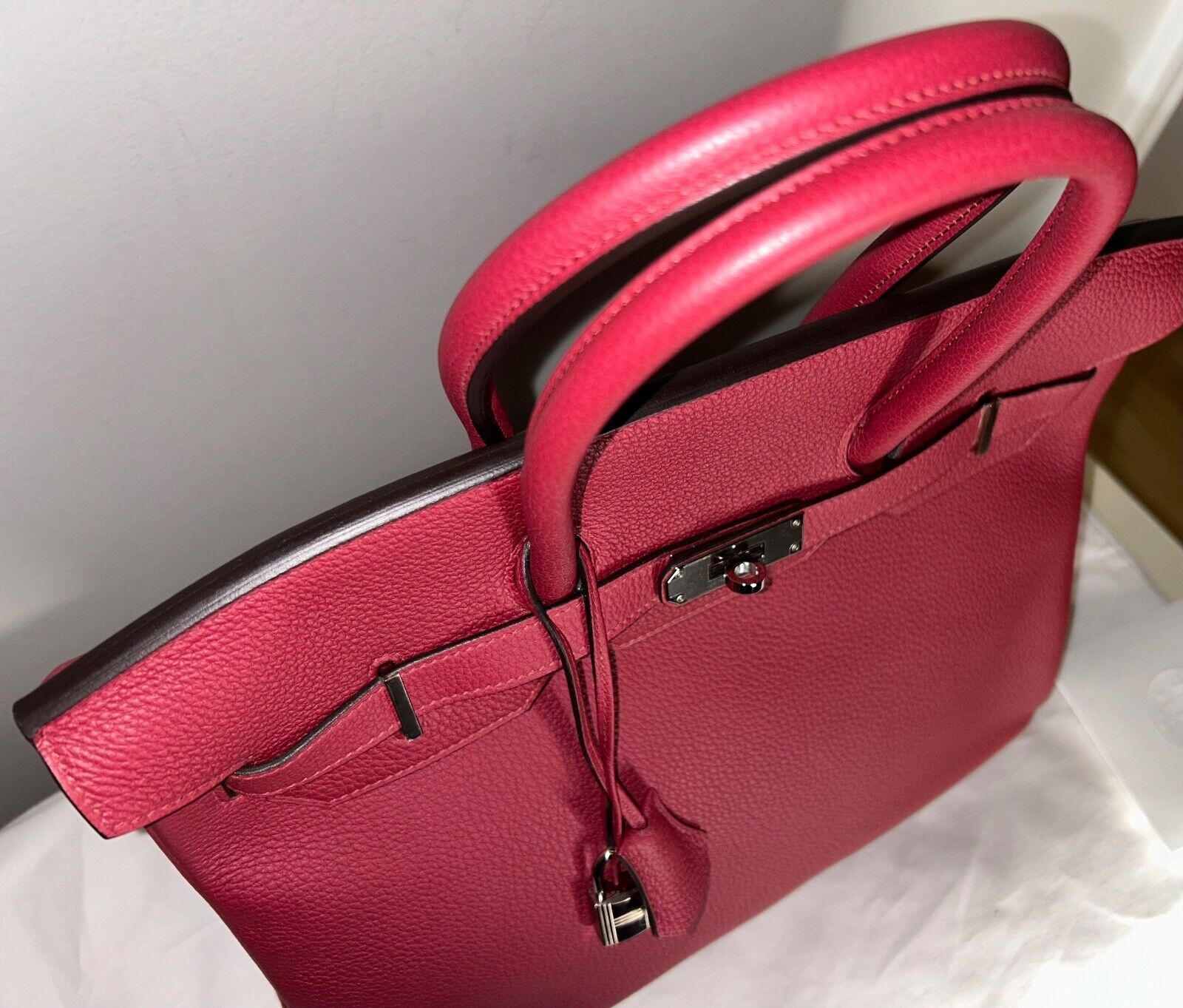 HERMES Birkin 35 Rouge Grenat Togo Leather Palladium Hardware Handbag