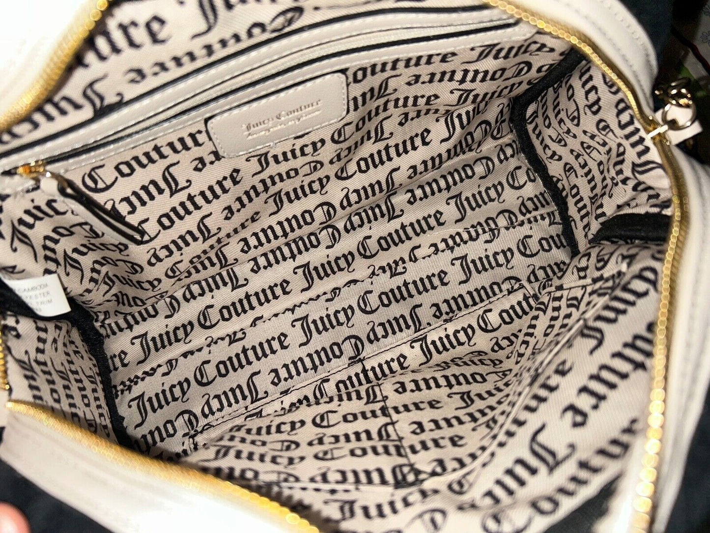 NEW! NWT JUICY COUTURE Royal Moment Velour Quilted Bowler Bag Black/Crystal