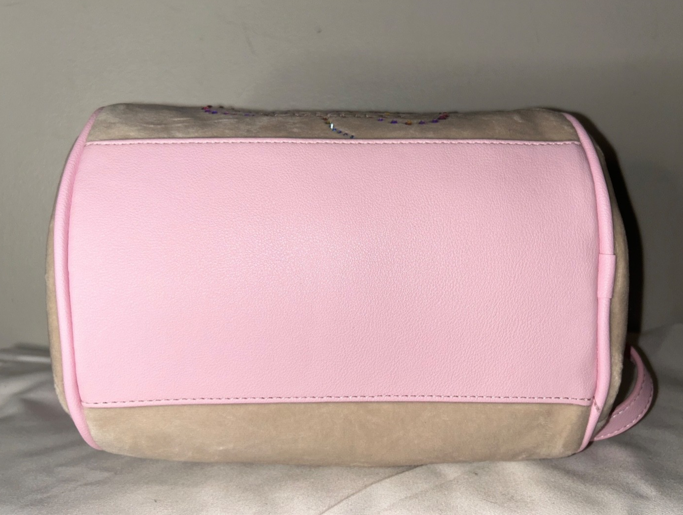 NEW! NWT JUICY COUTURE Velour Dreamy Juicy Satchel Bag in Sandstone/Light Pink