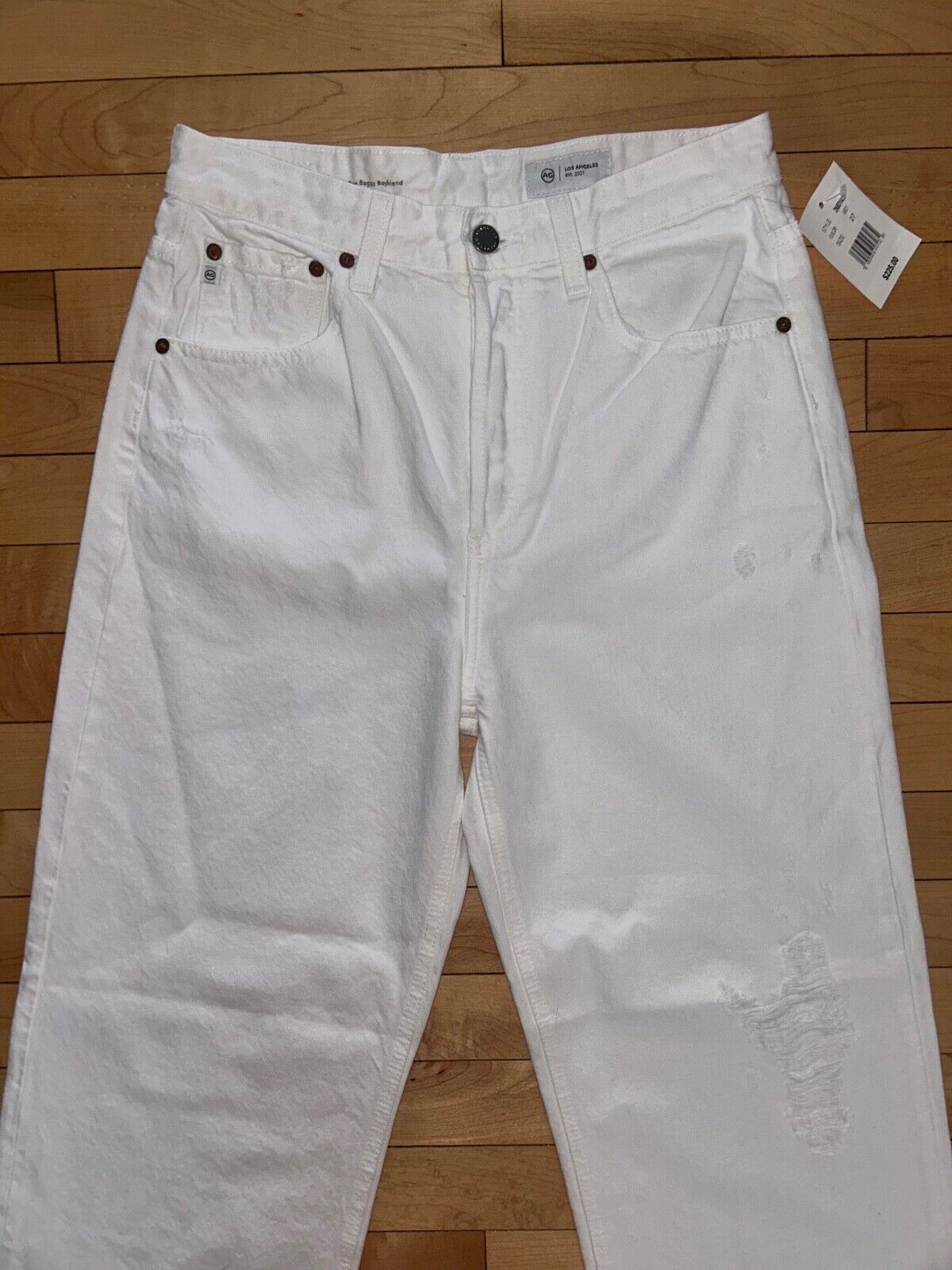 NEW ! NWT AG Adriano Goldschmied Knoxx High-Rise Baggy Boyfriend Jean White 27