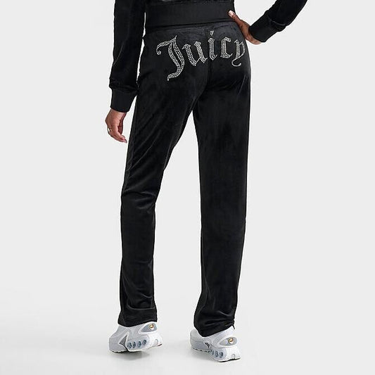 NEW ! NWT JUICY COUTURE Velour OG Big Bling Sweatpants in Black Size S