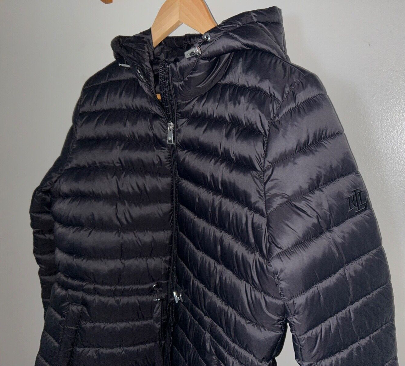 $280 NEW! NWT LAUREN RALPH LAUREN Quilted Hooded Puffer Jacket Black Size S