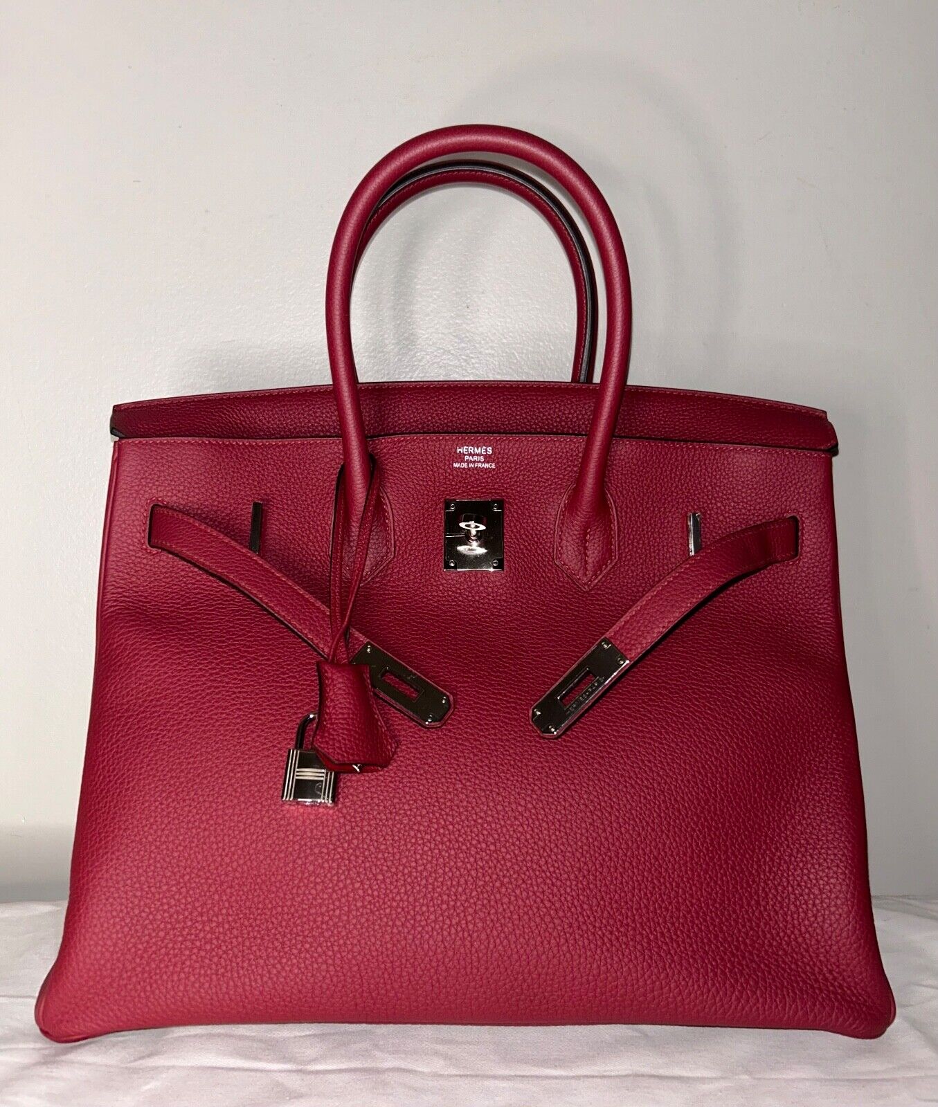 HERMES Birkin 35 Rouge Grenat Togo Leather Palladium Hardware Handbag