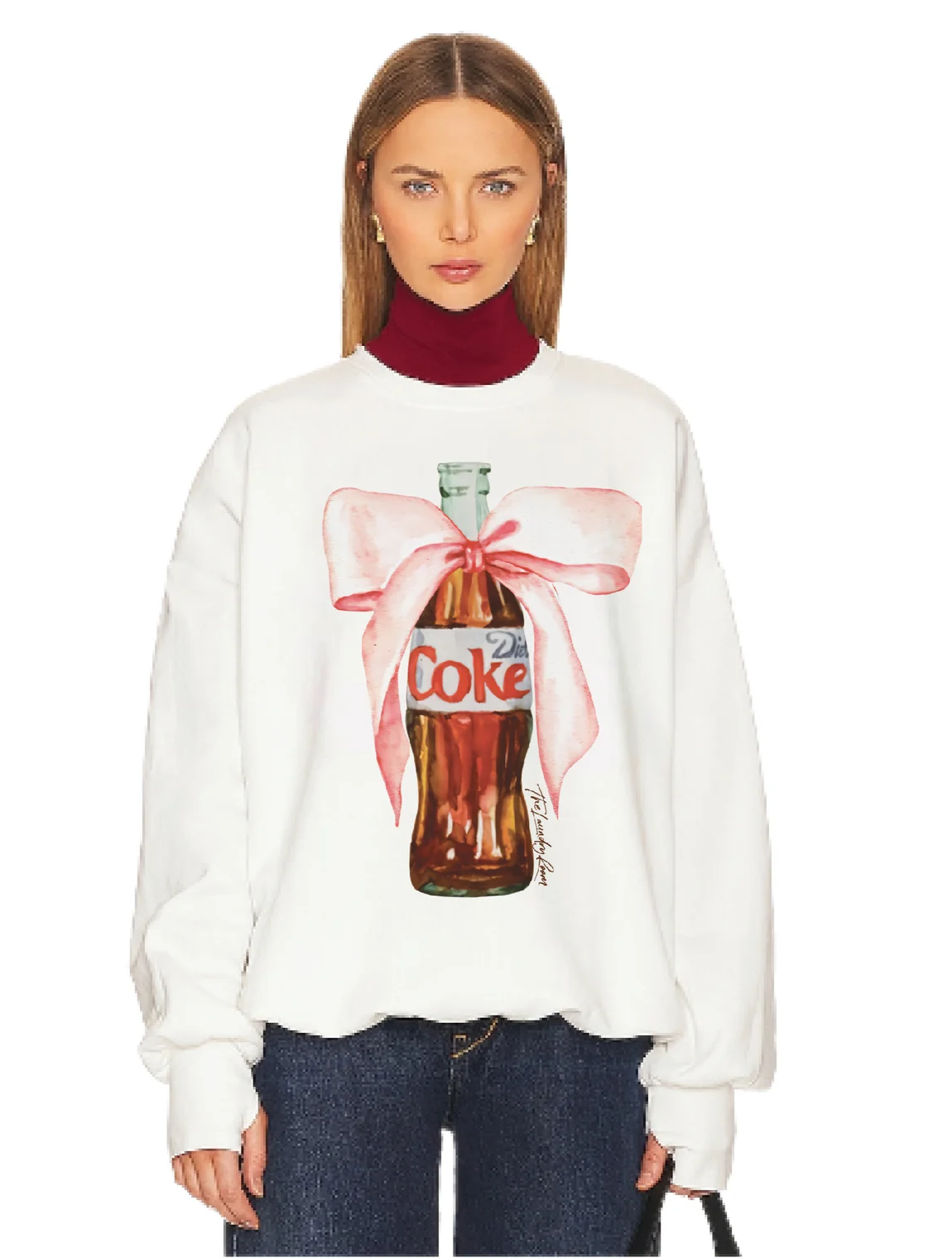NEW! NWT THE LAUNDRY ROOM Diet Coke Bow Short Jumper Sweatshirt White Size S
