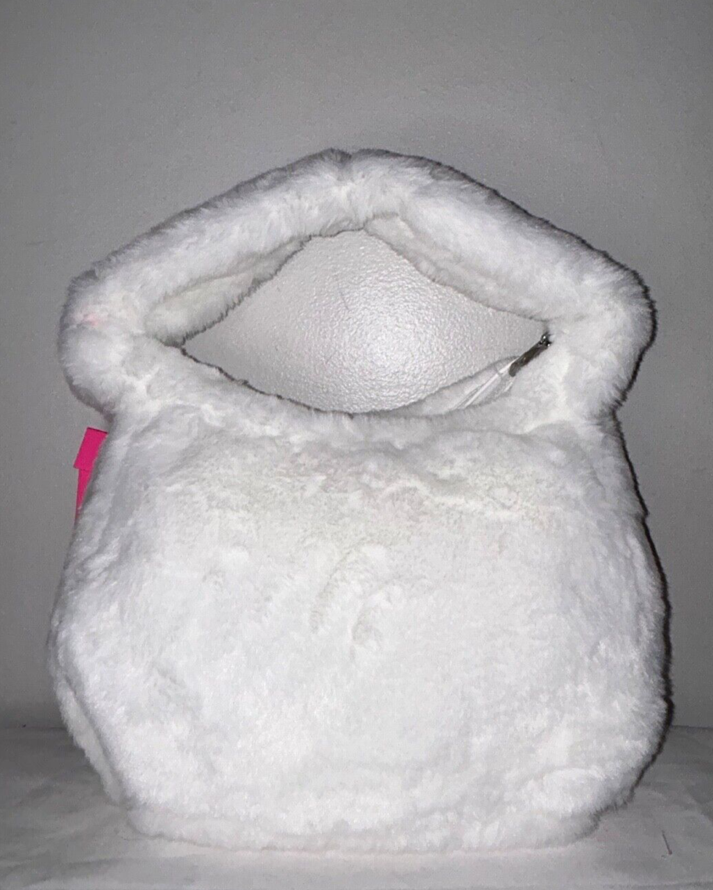 NEW! NWT PARIS HILTON Faux Fur Forever Fur Baguette Bag White