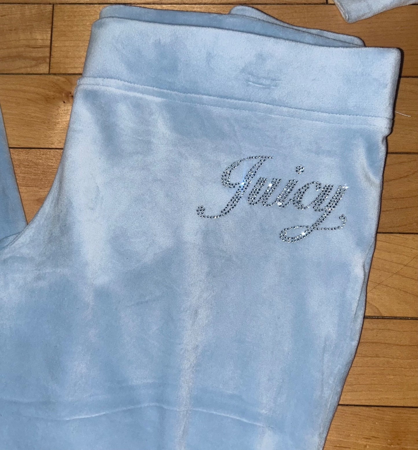 NEW! NWT JUICY COUTURE Velour OG Bling Tracksuit Set Frosted Light Blue Size S