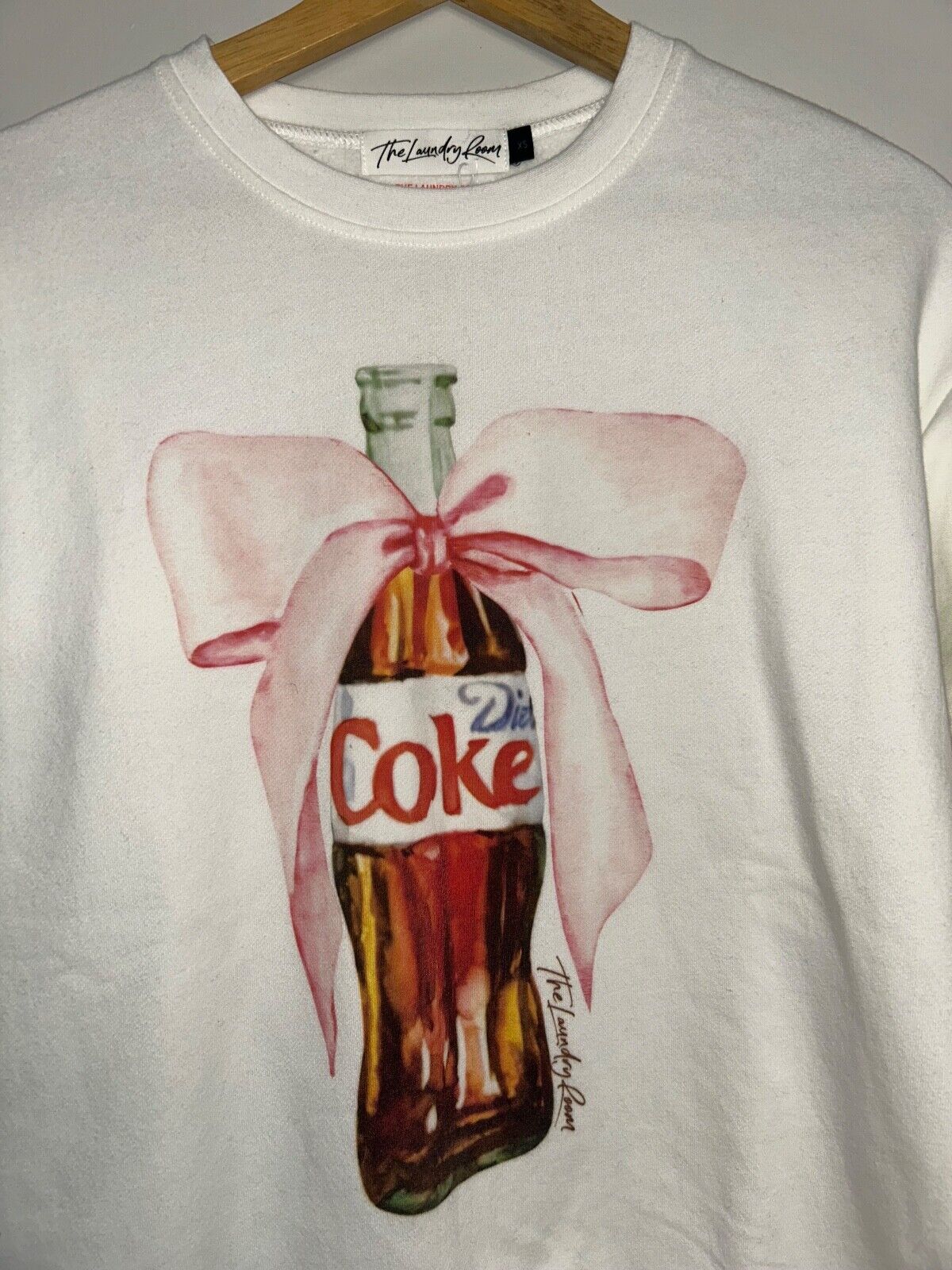 NEW! NWT THE LAUNDRY ROOM Diet Coke Bow Short Jumper Sweatshirt White Size S