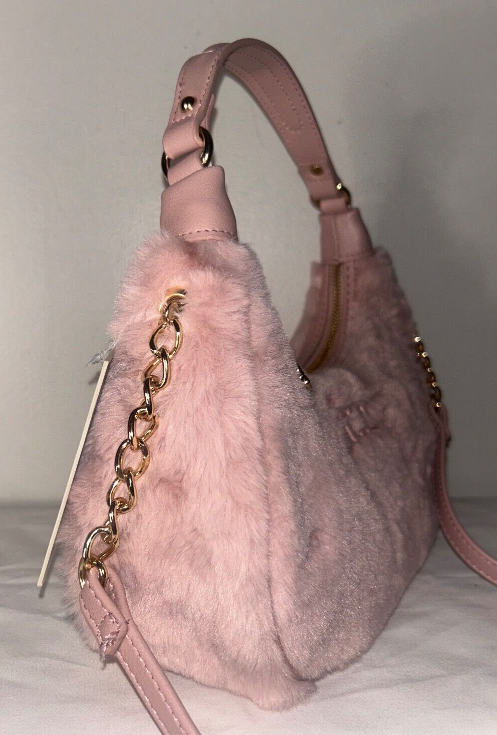 NEW! NWT JUICY COUTURE Fluffy Shoulder Bag in Dusty Blush Pink