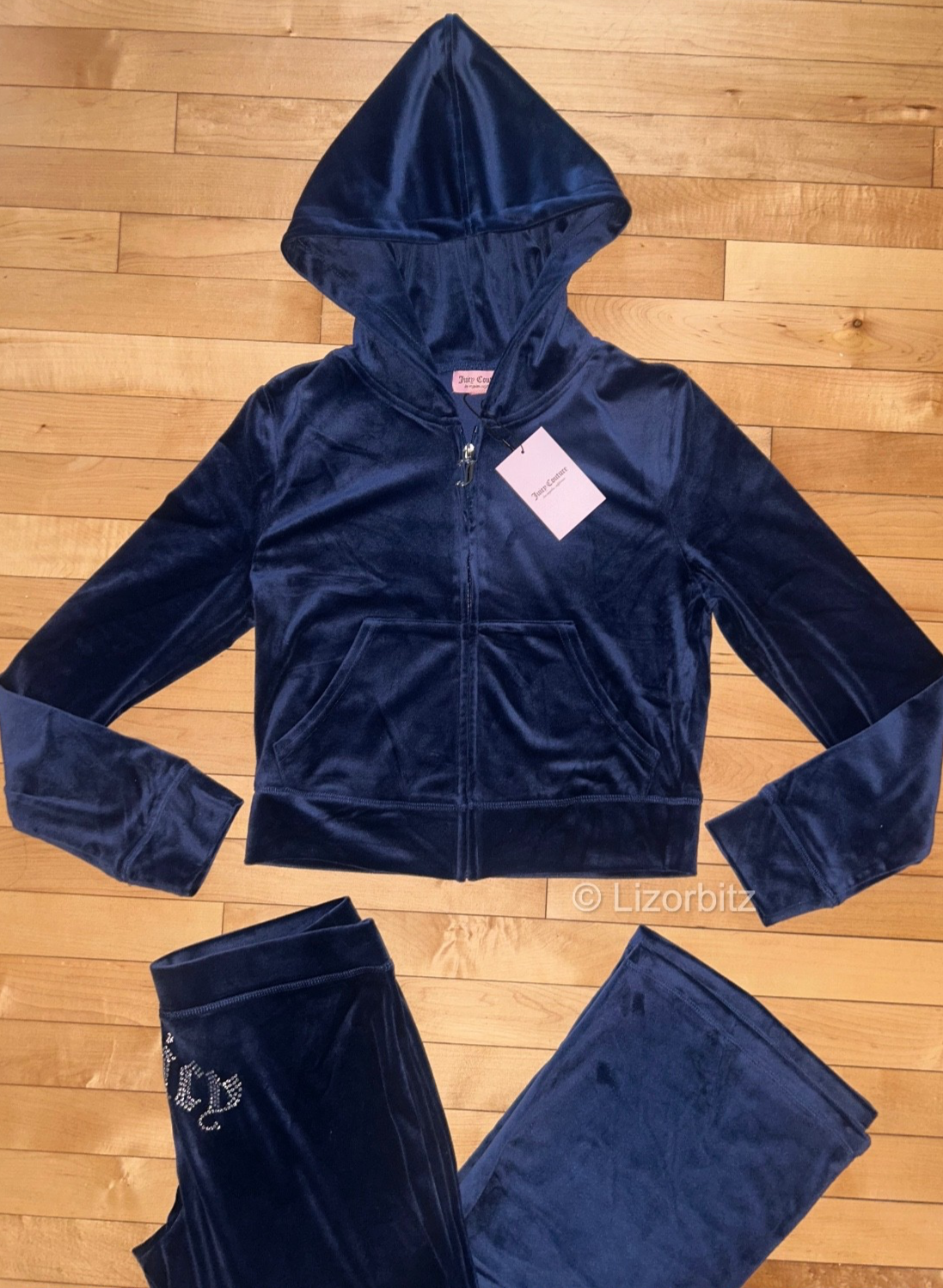 NEW! NWT JUICY COUTURE Velour OG Bling Tracksuit Set in Atlantis Blue Size M