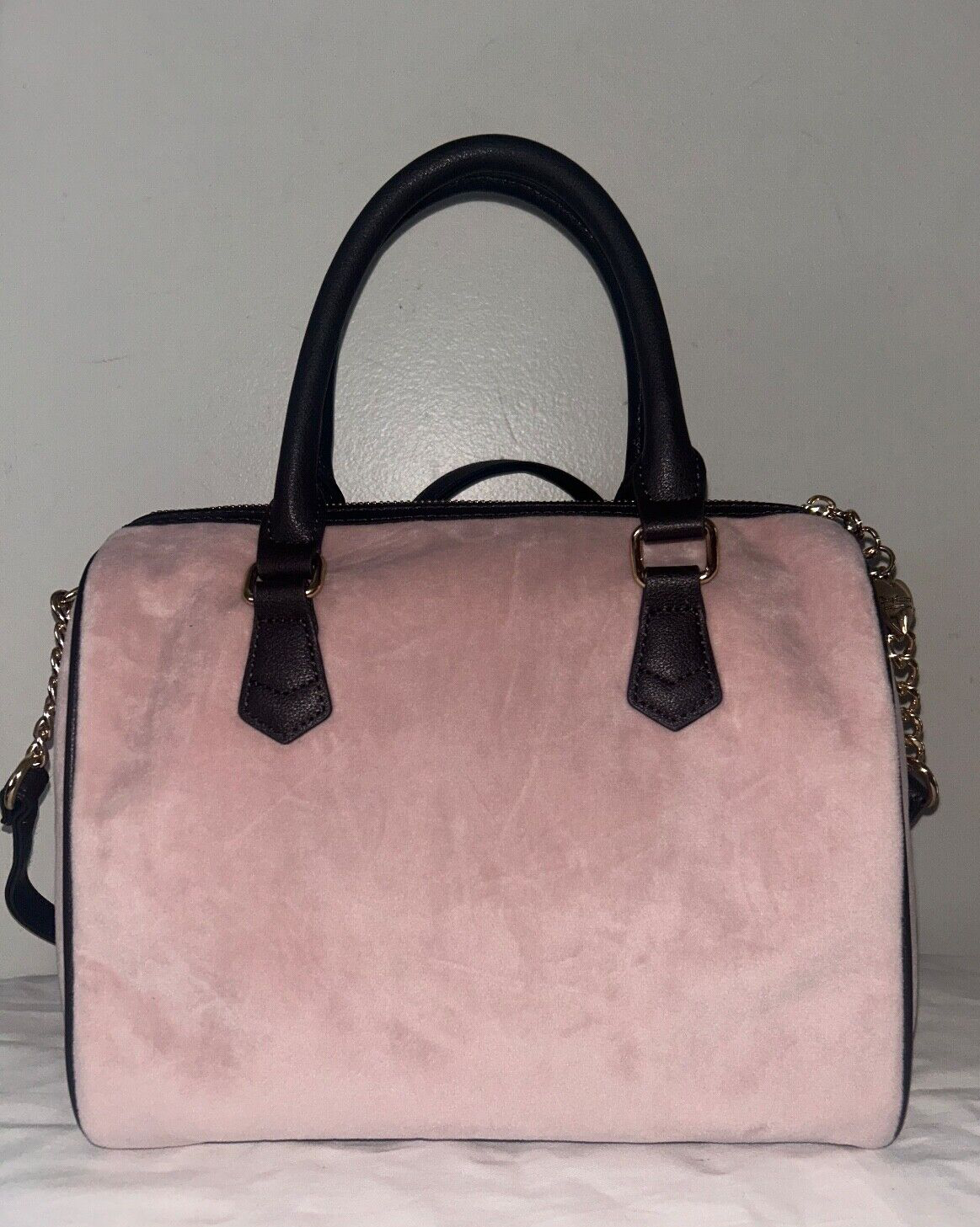 NEW! NWT JUICY COUTURE Heritage Satchel Velour Handbag Dusty Blush