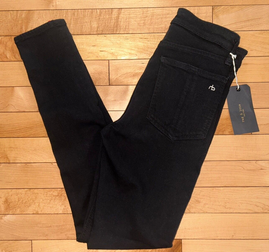 NEW! NWT RAG & BONE Flexi Nina High-Rise Skinny Jean Black Size 25