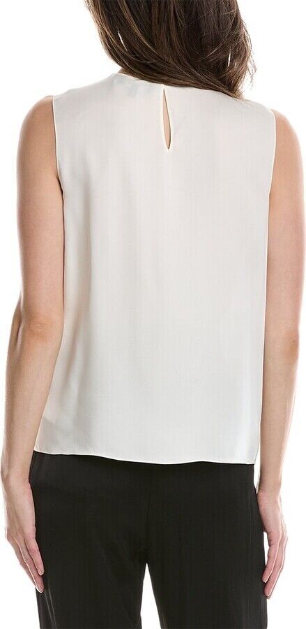 $225 NEW! NWT THEORY Straight Flap 100% Silk Blouse in Ivory Size P