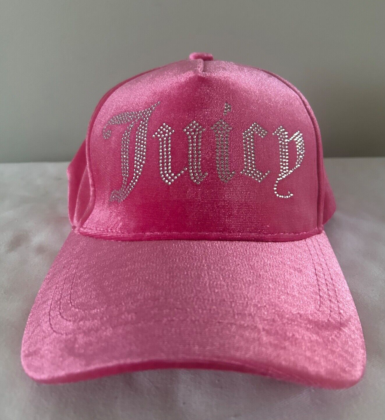 NEW ! NWT JUICY COUTURE Velour Bling Logo Hat Hot Pink