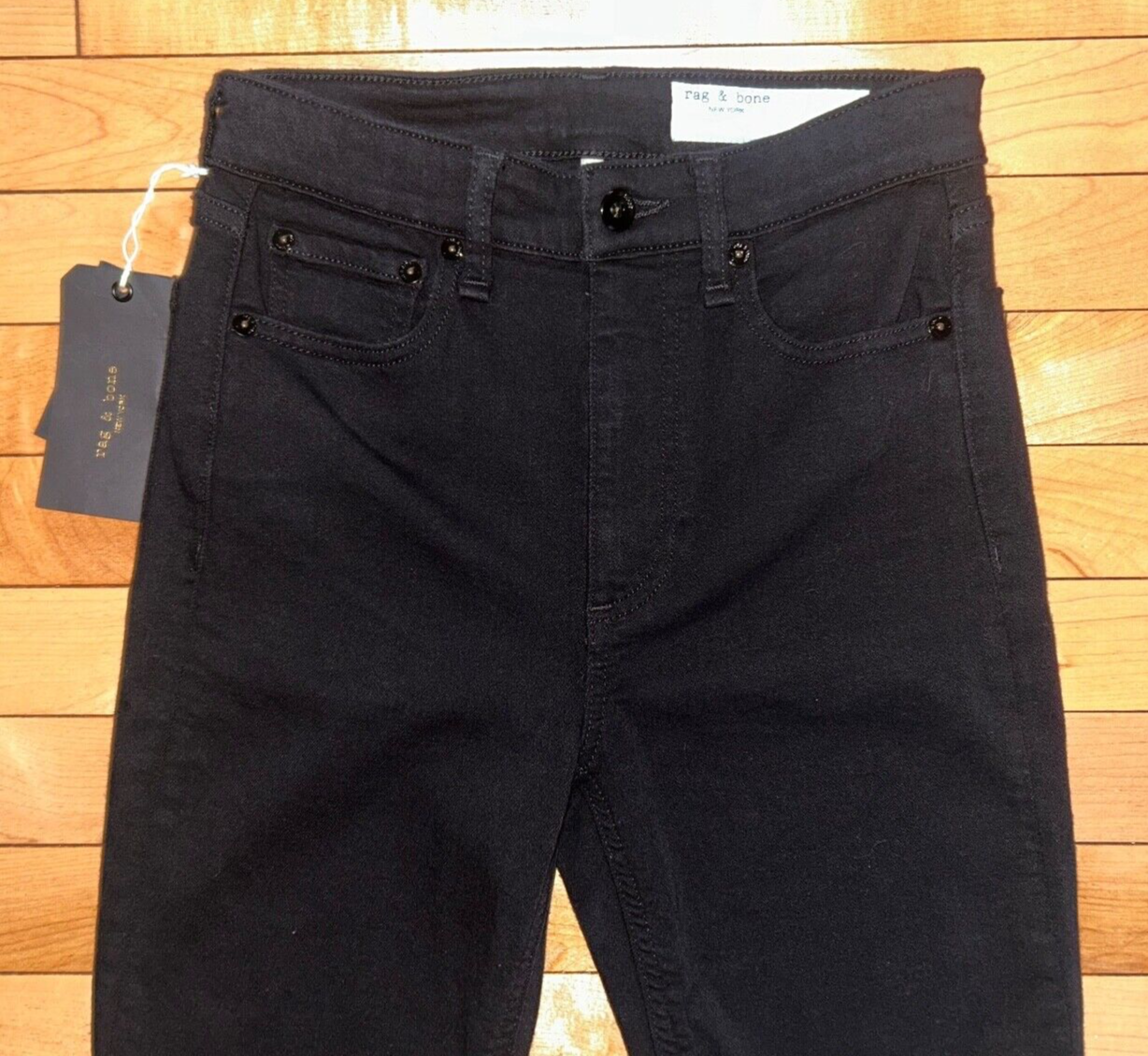 NEW! NWT RAG & BONE Flexi Nina High-Rise Skinny Jean Black Size 25