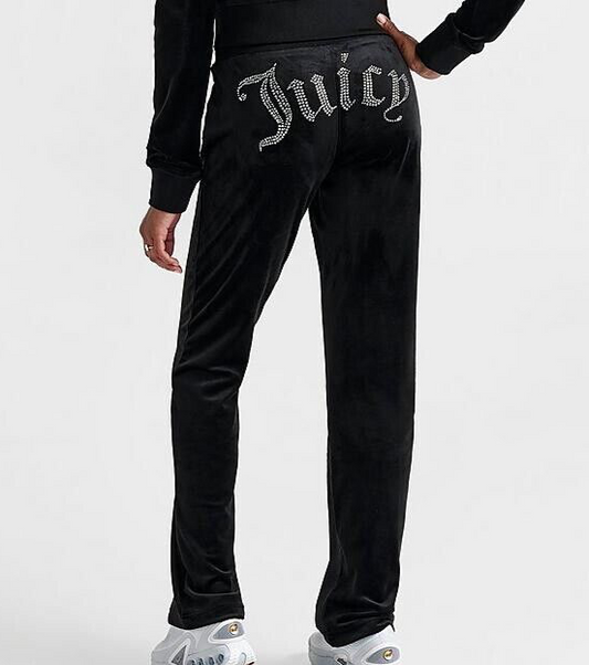 NEW ! NWT JUICY COUTURE Velour OG Big Bling Sweatpants Black Size M