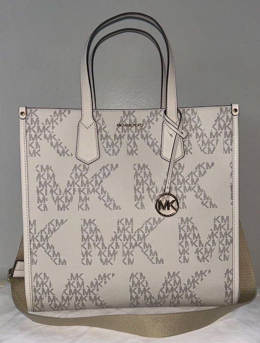 $398 NEW! NWT MICHAEL KORS Maple Large NS Logo Tote Vanilla/Cream