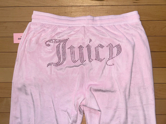 NEW ! NWT JUICY COUTURE Velour OG Big Bling Sweatpants in Lola Pink Size L