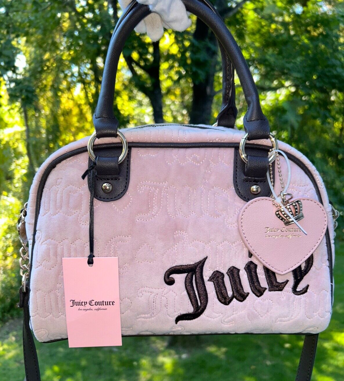 NEW! NWT JUICY COUTURE Vintage Dreams Velour Satchel Dusty Blush Pink