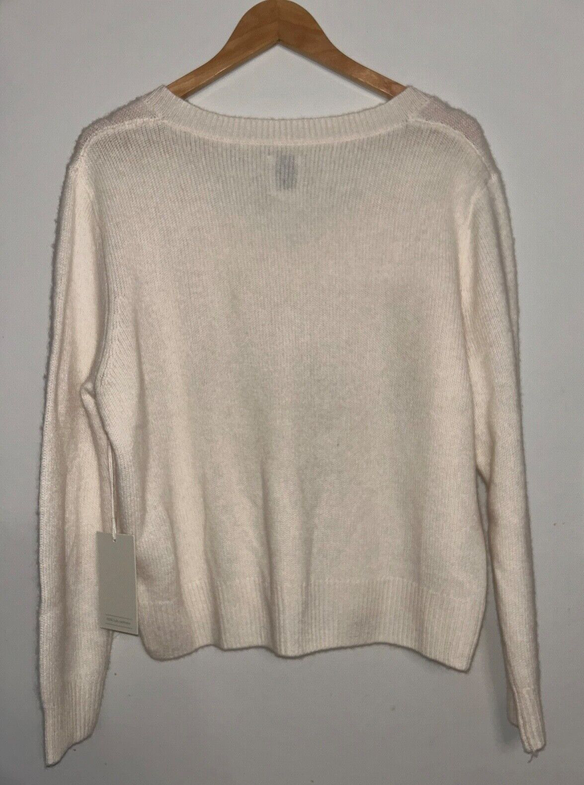 NEW ! NWT JOIE 100% 2-Ply Cashmere V-Neck Sweater Cream Size XL