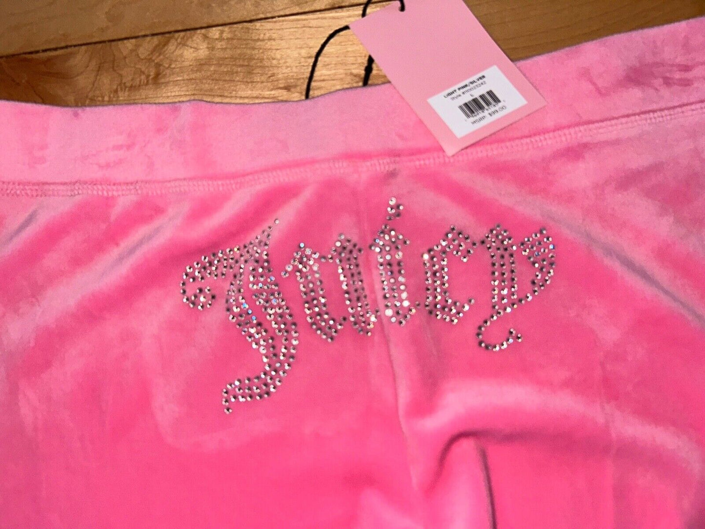 NEW ! NWT JUICY COUTURE Velour Y2K OG Bling Sweatpants Light Pink Size L