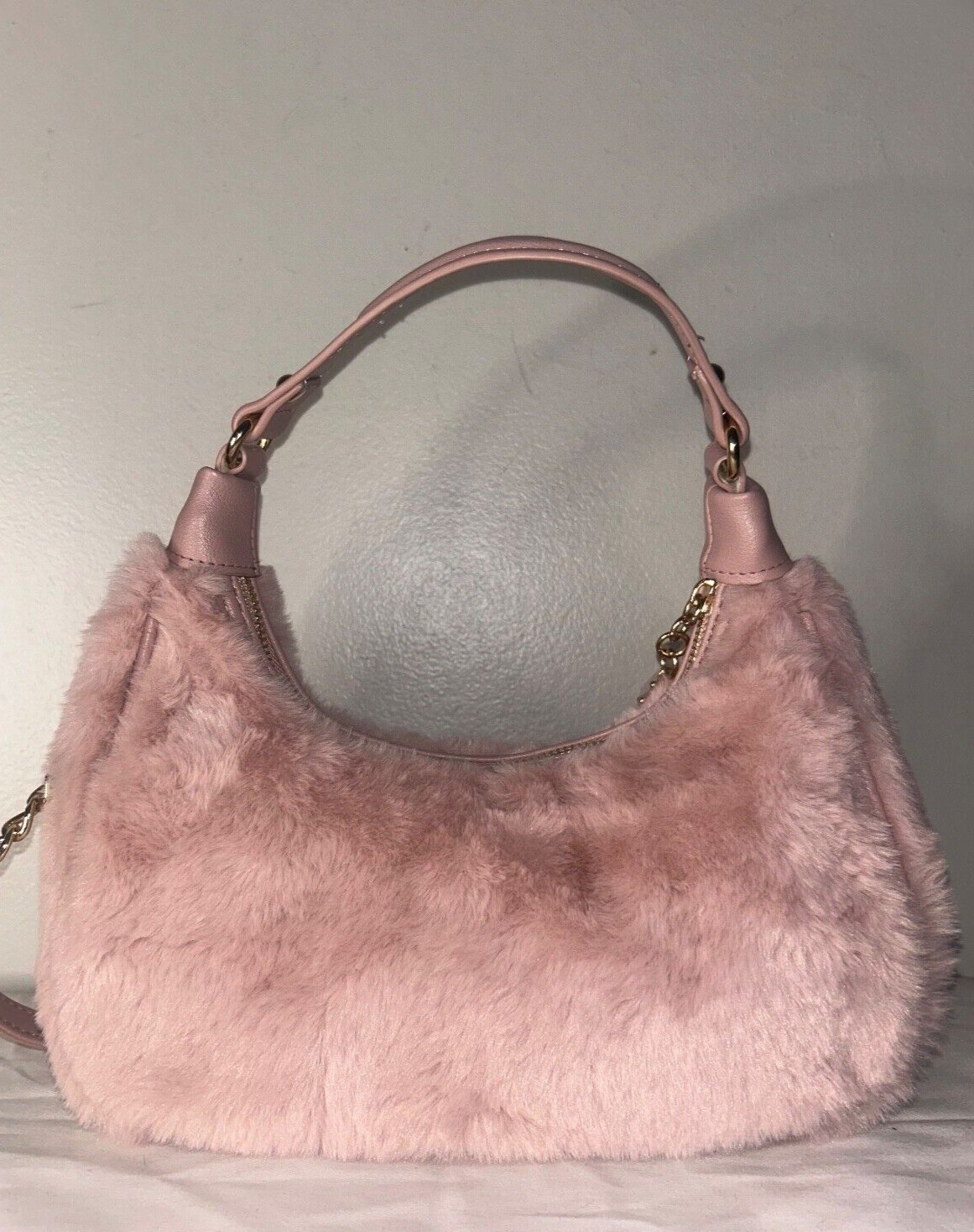 NEW! NWT JUICY COUTURE Fluffy Shoulder Bag in Dusty Blush Pink