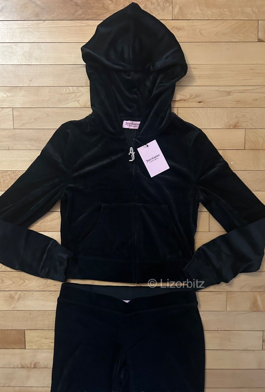 $199 NEW! NWT JUICY COUTURE Velour OG Bling Tracksuit Set Black Size S