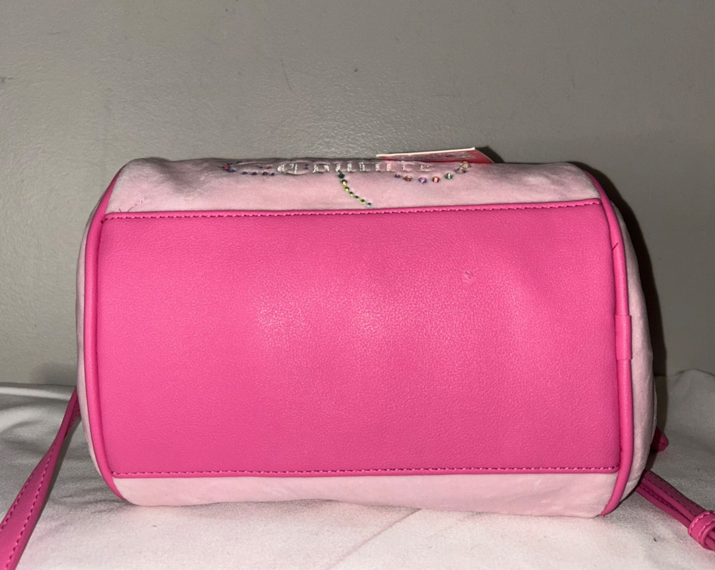 NEW! NWT JUICY COUTURE Velour Dreamy Juicy Satchel Bag in Light Pink